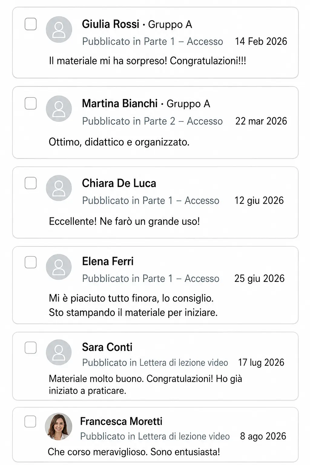 Recensioni positive di studenti che hanno praticato calligrafia terapeutica